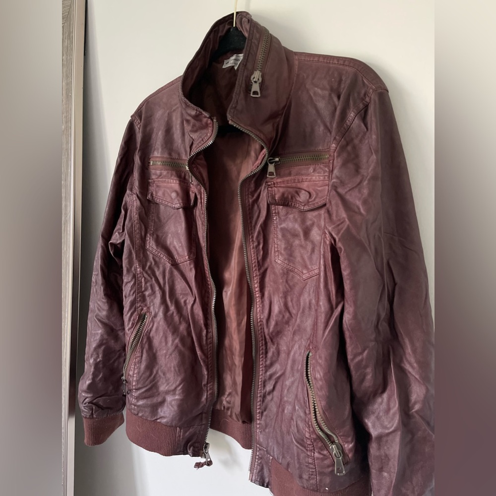 Biker (fake leather) maroon jacket